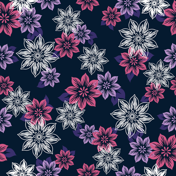 Seamless pattern with beautiful flowers. Vector illustration - Διάνυσμα, εικόνα