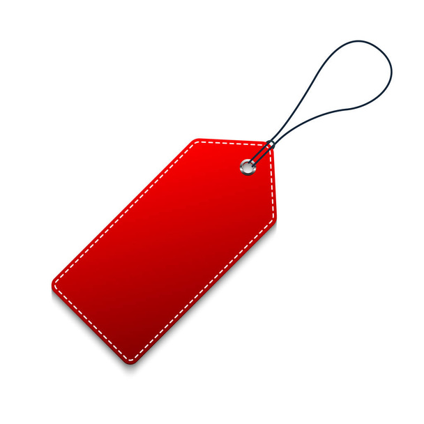 Rode prijskaartje. Vector illustratie. Realistische korting tag, geïsoleerd - Vector, afbeelding