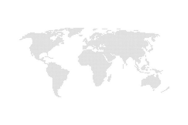 grau gepunkteter Weltkarten-Vektor flaches Design. - Vektor, Bild