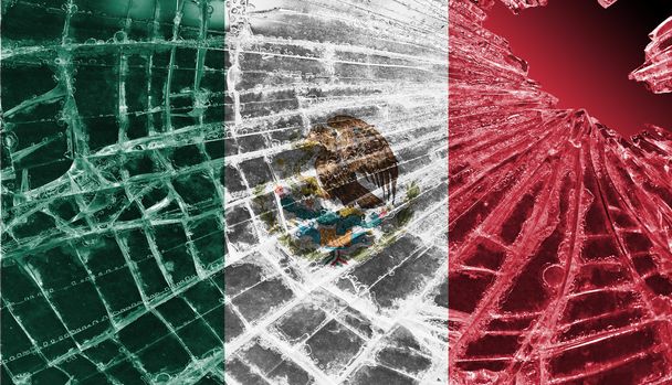 Broken ice or glass with a flag pattern, Mexico - Photo, Image