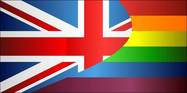 Grunge Velká Británie a Gay vlajky - ilustrace, abstraktní grunge britská vlajka a Lgbt vlajka - Vektor, obrázek
