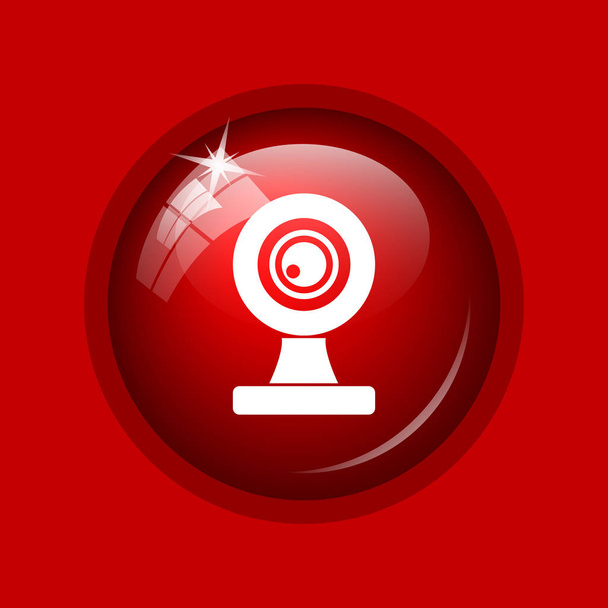Значок веб-камери. Інтернет кнопки на червоному тлі - Фото, зображення