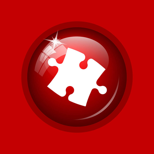 Puzzleteil-Symbol. Internet-Taste auf rotem Hintergrund - Foto, Bild
