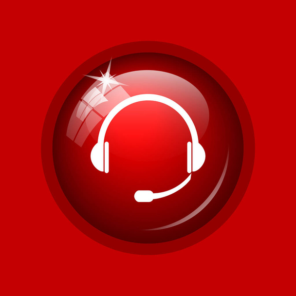 Kopfhörer-Symbol. Internet-Taste auf rotem Hintergrund - Foto, Bild