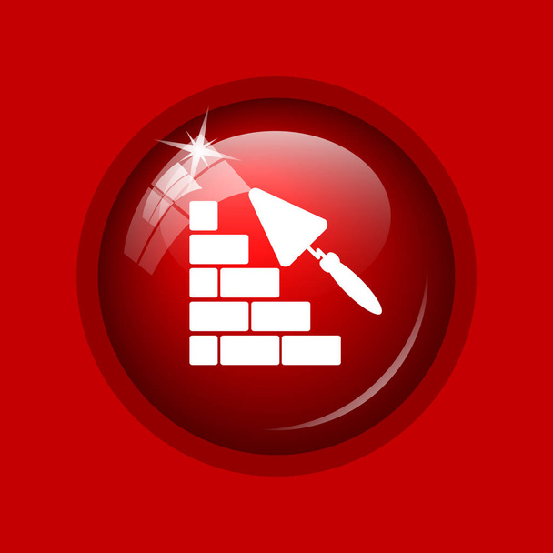 Épület-fal ikonra. Internet gombot, piros háttér - Fotó, kép