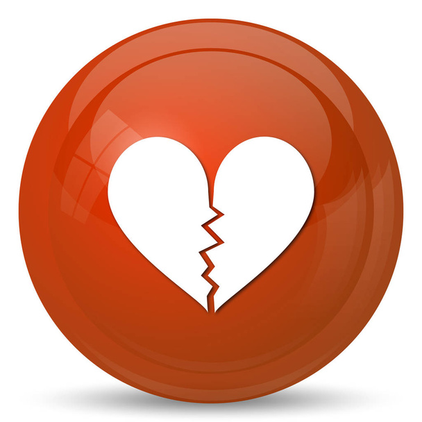 Broken heart icon. Internet button on white background - Photo, Image