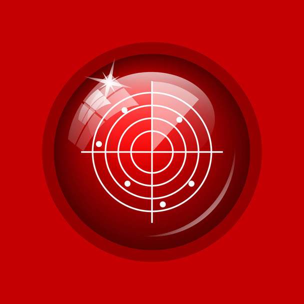 Icono de radar. Botón de Internet sobre fondo rojo
 - Foto, imagen