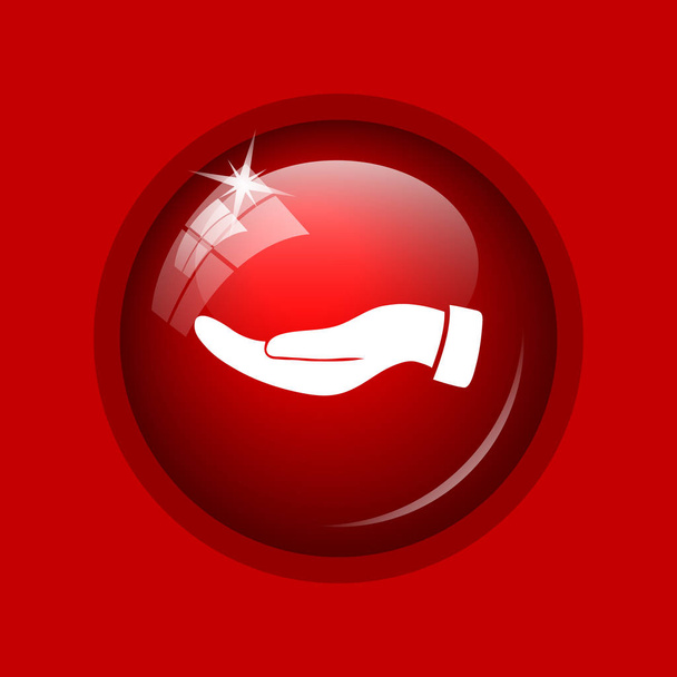 Icono mano. Botón de Internet sobre fondo rojo
 - Foto, imagen