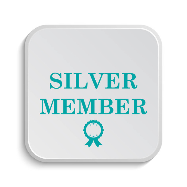 Ikona srebrna członkowskich. Przycisk Internet na białym tle - Zdjęcie, obraz
