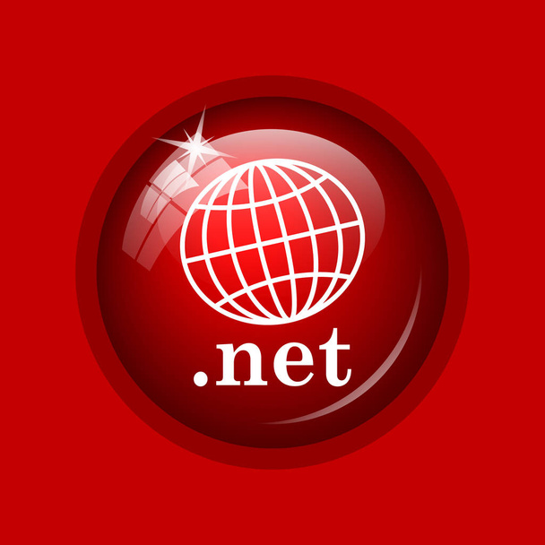 .net のアイコン。赤の背景にインター ネット ボタン - 写真・画像