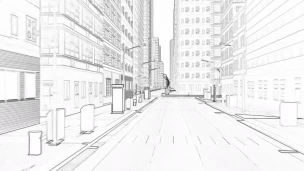 eine Stadt mit hohen Gebäuden zeichnen - Filmmaterial, Video