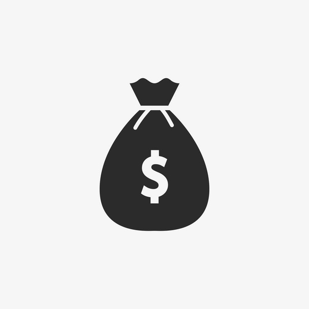 Money bag icon. Isolated on white. Vector illustration - Vettoriali, immagini