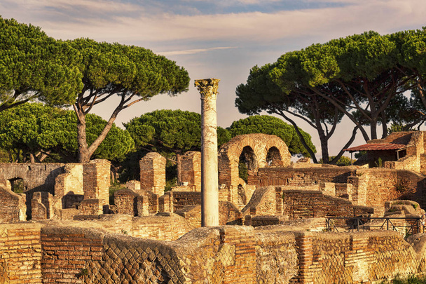Landscape of the Roman archaeological park in Ancient Ostia - Rome - Photo, Image