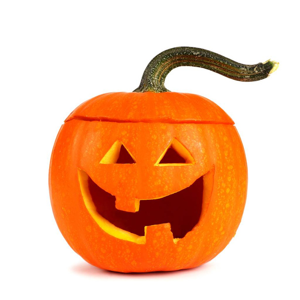 Simple, cute Halloween Jack o Lantern isolated on a white background - Photo, Image