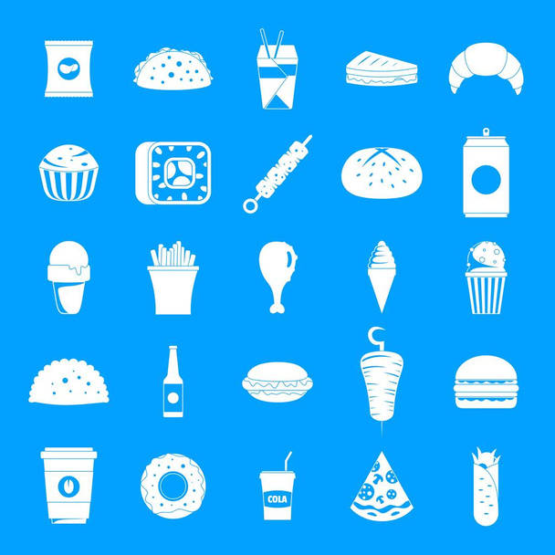 Fastfood pictogrammen instellen. Eenvoudige illustratie van 25 fastfood vector iconen voor web - Vector, afbeelding