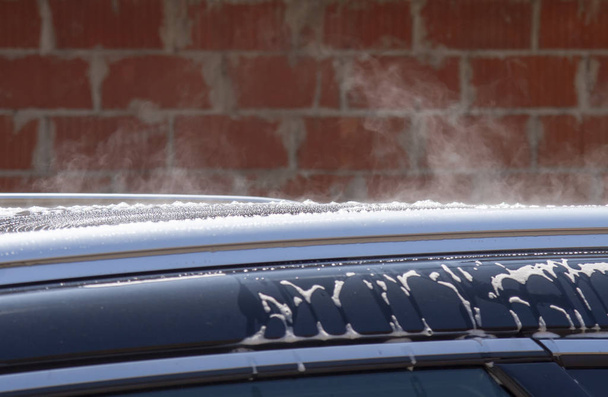 Mycie z gorącą parą samochodu - Zdjęcie, obraz