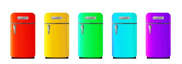 Retro buzdolabı çok renkli vektör illusttration. - Vektör, Görsel
