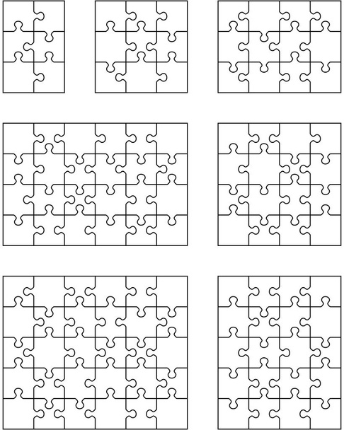 Vektor-Illustration von sieben verschiedenen weißen Puzzles, getrennte Teile - Vektor, Bild