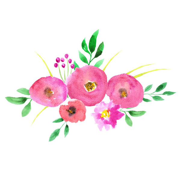 Abstract watercolor pink flowers on white background. - Photo, Image