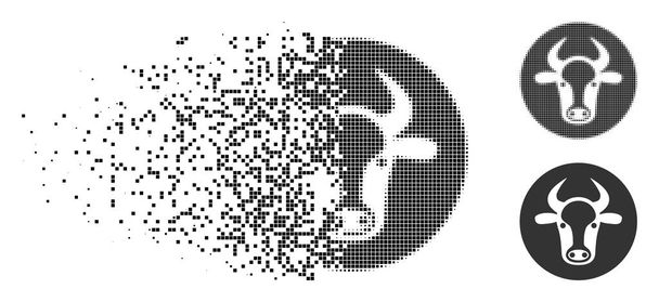Mizející Pixelated polotónů Býčí hlava ikona - Vektor, obrázek