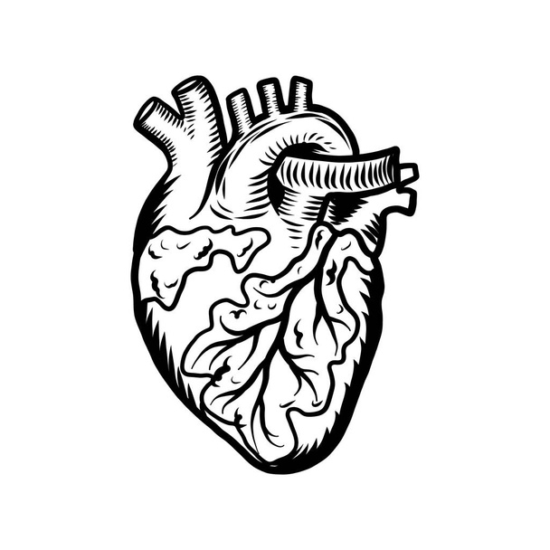 Tattoo heart icon, hand drawn style - Vector, Image