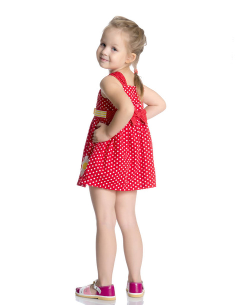 Fashionable little girl in a dress - 写真・画像
