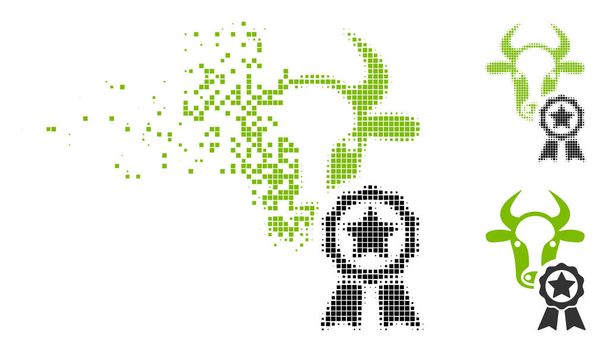 Skartované Pixel polotónů kráva Award ikona - Vektor, obrázek