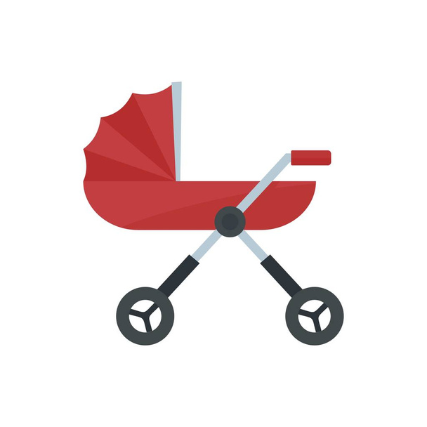Baby pram vervoer pictogram, vlakke stijl - Vector, afbeelding