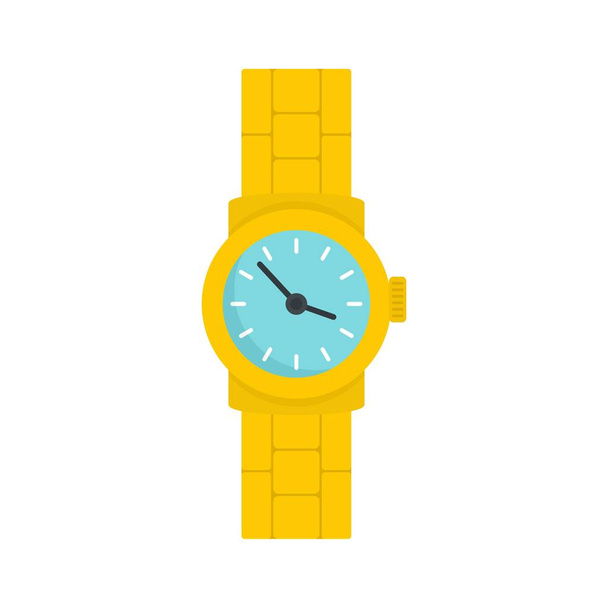 Gold watch icon, flat style - Vektör, Görsel