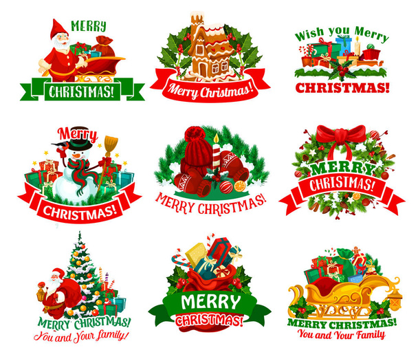 Christmas holidays festive icon for Xmas design - Vetor, Imagem