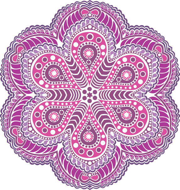 Ornamental round lace flower. - Vector, afbeelding