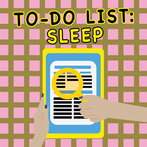 Notiz schreiben, die anzeigt, wie man schläft. Business-Foto zeigt Dinge, die getan werden müssen Priorität Objekt ist es, eine Pause einzulegen - Foto, Bild