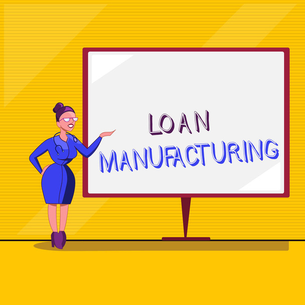 Segno di testo che mostra Loan Manufacturing. Foto concettuale Processo bancario per verificare l'idoneità del mutuatario
 - Foto, immagini