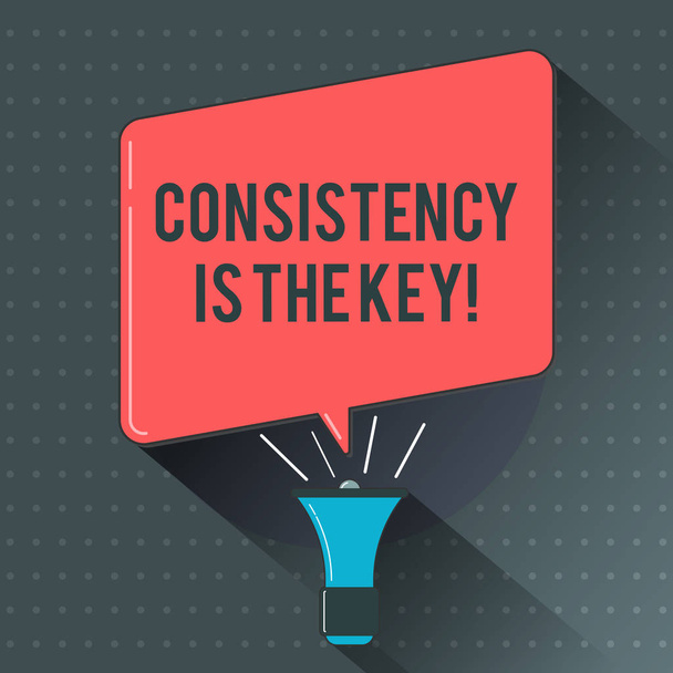 Tekst teken weergegeven: consistentie Is The Key. Conceptuele foto volledige toewijding aan een taak een verslavend proces - Foto, afbeelding