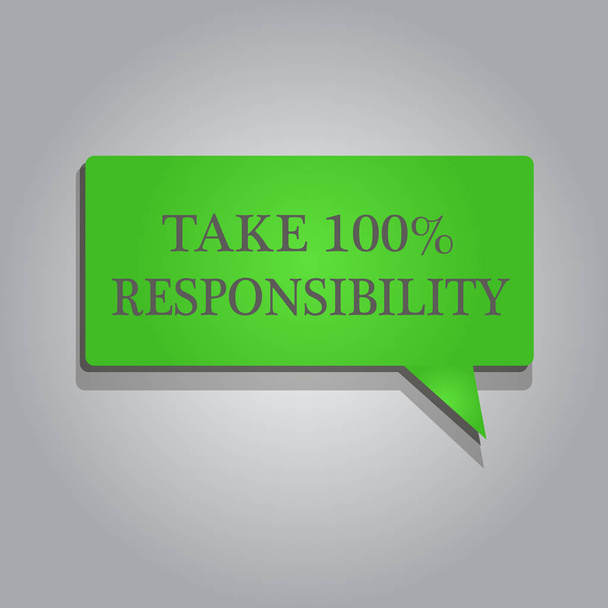 Writing note showing Take 100 Responsibility. Business photo showcasing be fully accountable for your Actions and Thoughts - Photo, Image