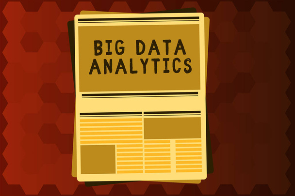 Text znamení ukazující Big Data Analytics. Konceptuální fotografie proces zkoumání velkých a rozmanité sady dat - Fotografie, Obrázek