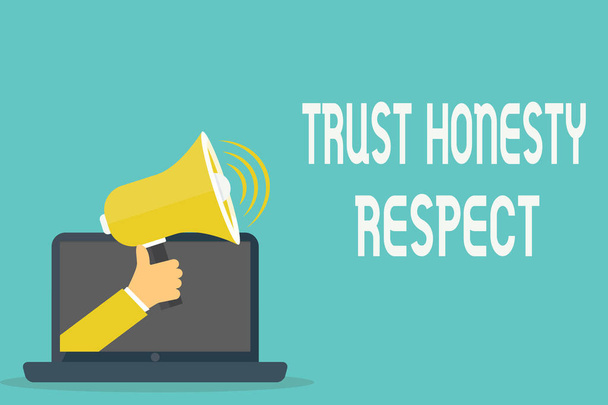 Testo calligrafico Trust Honesty Respect. Significato concettuale Tratti rispettabili un aspetto di buon carattere morale
 - Foto, immagini