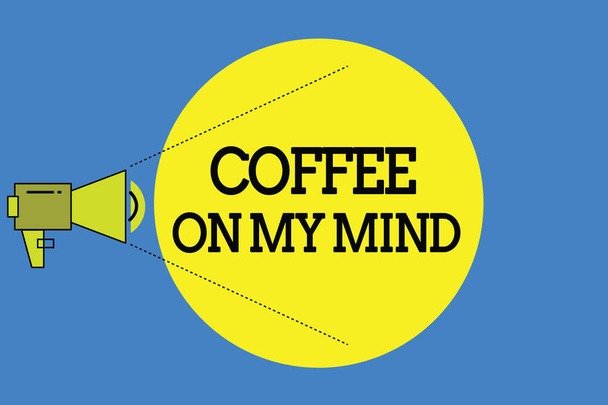 Λέξη σύνταξη κειμένου καφέ στο μυαλό μου. Επιχειρηματική ιδέα για τον εθισμό στην καφέ Starbucks σκέψης του breaktime - Φωτογραφία, εικόνα