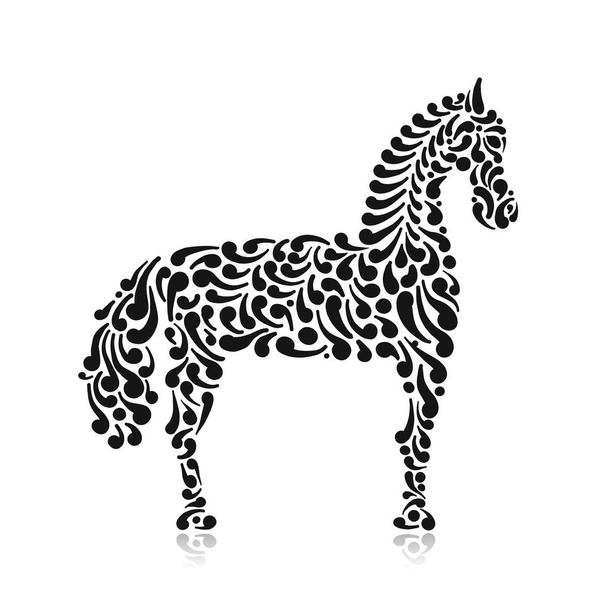 Ornate horse silhouette for your design - ベクター画像