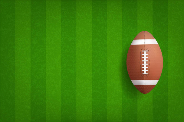 American Football Ball mit grünem Feldmuster Hintergrund. Vektorillustration. - Vektor, Bild