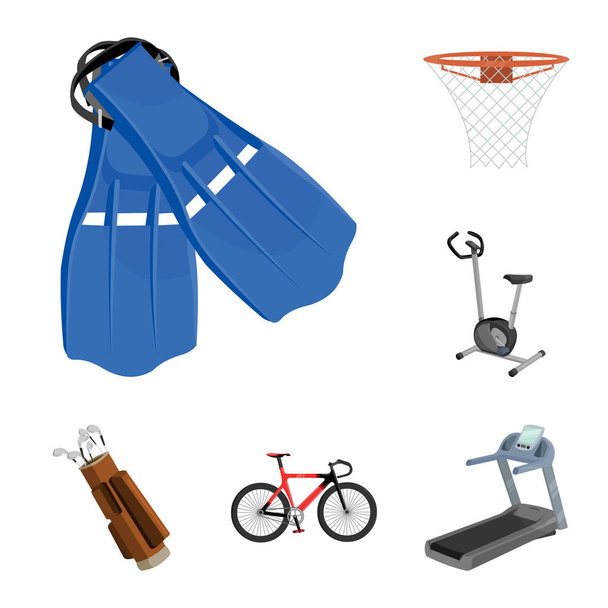 Different kinds of sports cartoon icons in set collection for design. Sport equipment vector symbol stock web illustration. - Vector, Imagen