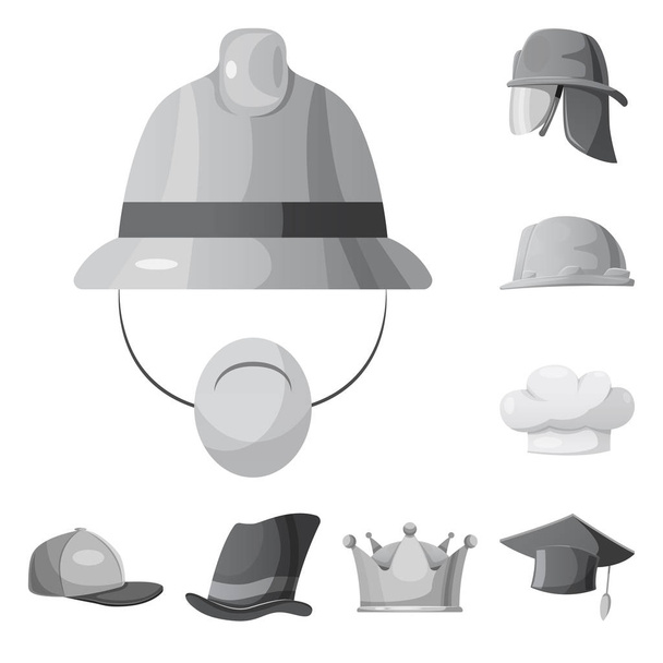 Vector design of headgear and cap sign. Collection of headgear and accessory stock vector illustration. - Vetor, Imagem