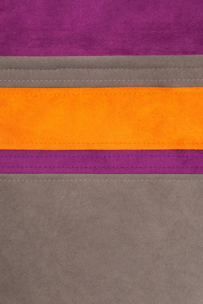 textura de cuero naranja, marrón y púrpura cosido toghether - colores vibrantes
 - Foto, Imagen