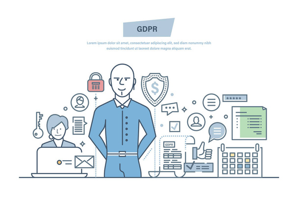 Reglamento general de protección de datos. RGPD. Secreto criptográfico, confidencialidad de la información
. - Vector, Imagen
