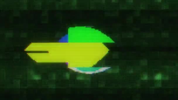 het symbool van de ogen van de pixel op glitch onder leiding van de lcd scherm weergave achtergrondanimatie naadloze loops nieuwe kwaliteit universele close-up vintage dynamische geanimeerde kleurrijke vrolijke cool video-opnames - Video