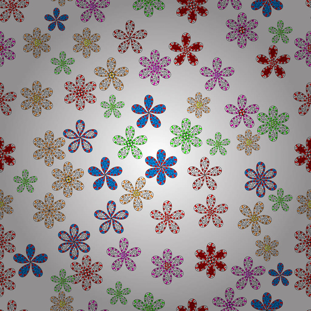 Pretty vintage feedsack pattern in small white, black, red, gray and blue, flowers. Millefleurs. Floral sweet seamless background for textile, fabric, covers, wallpapers, print, wrap, scrapbooking. - Vector, imagen