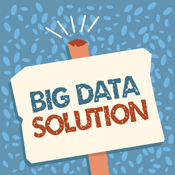 Kirjoitan viestiä, jossa näkyy Big Data Solution. Business valokuva esittelee Extracting arvo valtava määriä erilaisia tosiasioita
 - Valokuva, kuva