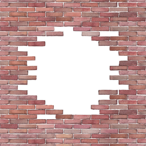 Акварельна цегляна стіна ізольована на білому тлі
 - Фото, зображення