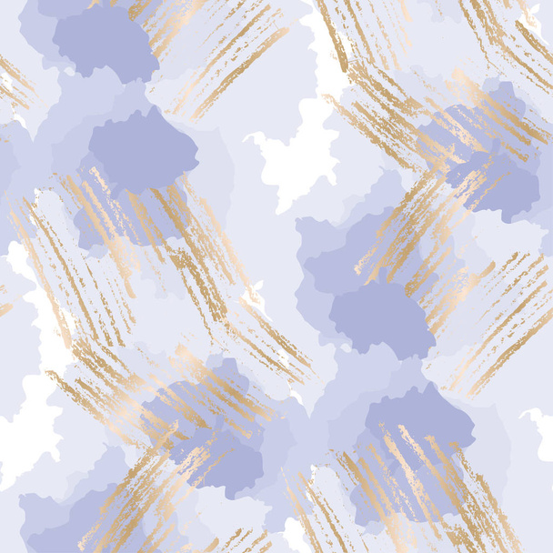 Pastel blue and gold abstract shapes seamless pattern  - Vector, Image