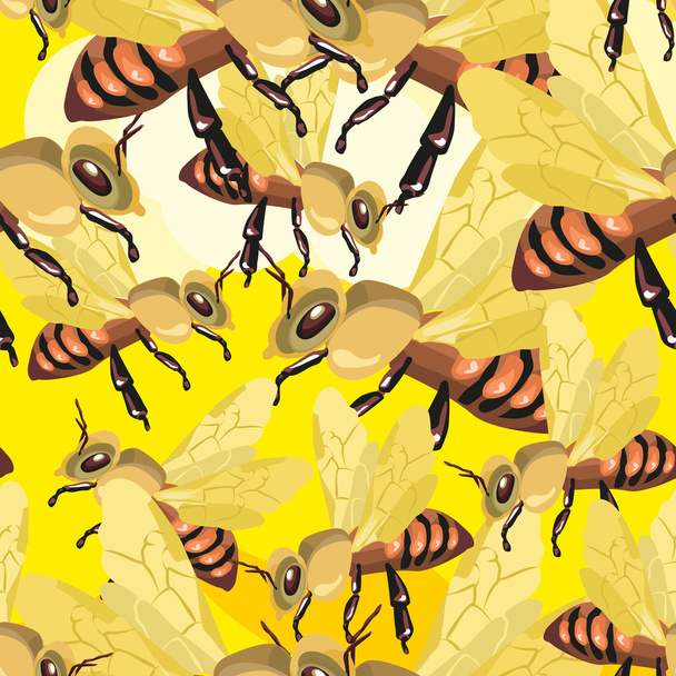 nahtloses Muster mit Bienen - Vektor, Bild